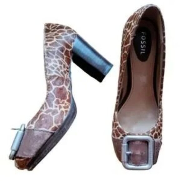 🐆 Fossil Giraffe Print Pony Hair Maddox Heel - Picture 4 of 4